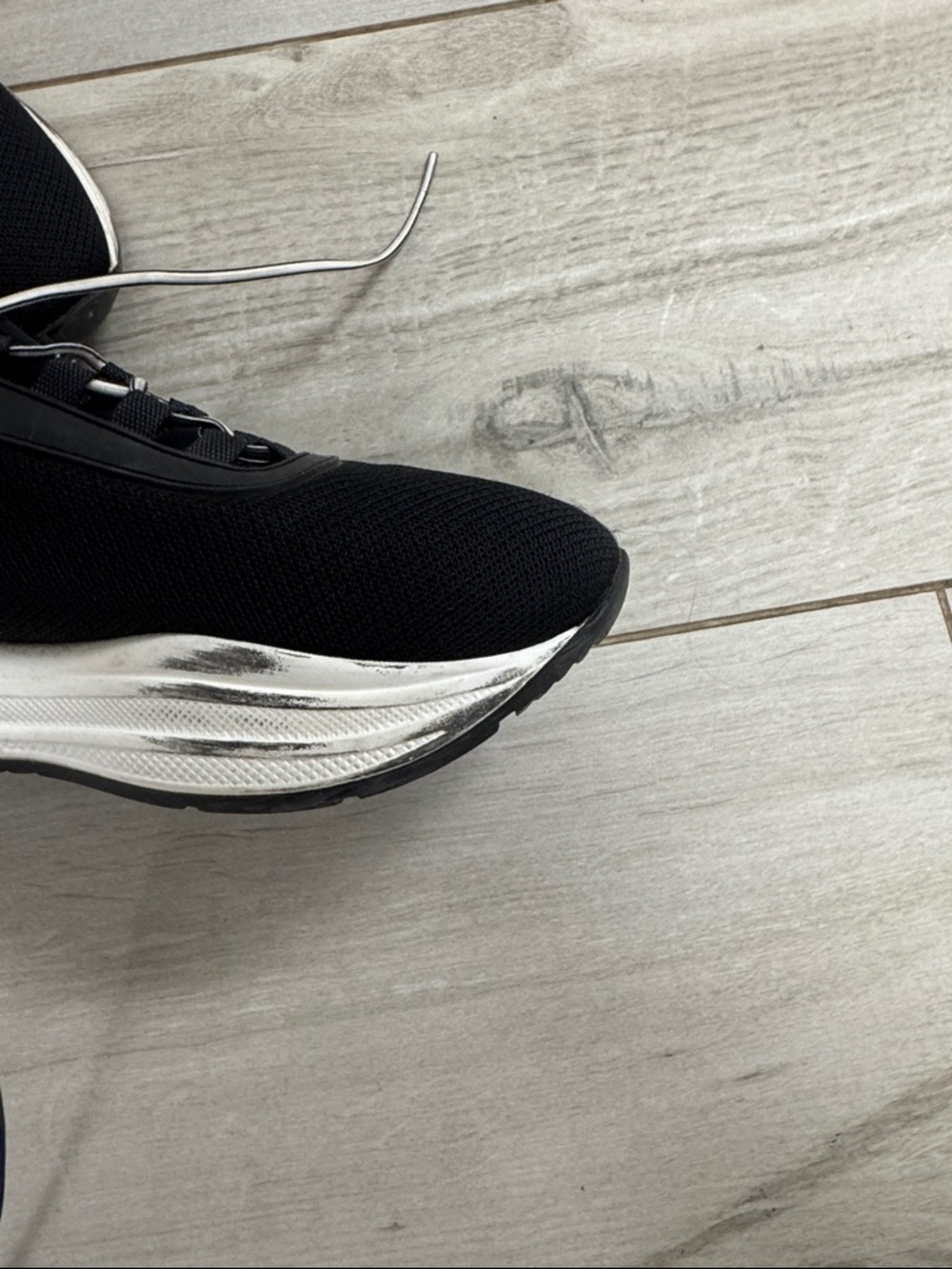 Prada Black Mesh Platform Lace-Up Sneakers with White Sole - Picture 4 of 7